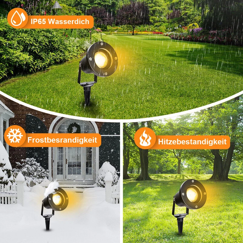 2-10X LED Gartenstrahler Außen Spotbeleuchtung Warmweiß 6W mit Erdspieß IP65 - Bild 4 von 4