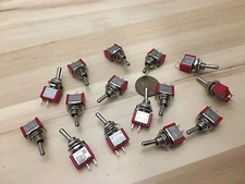 15 Pieces RED 5A ON-OFF Toggle Switch SPST 6mm 1/4 125v miniature 12v on off