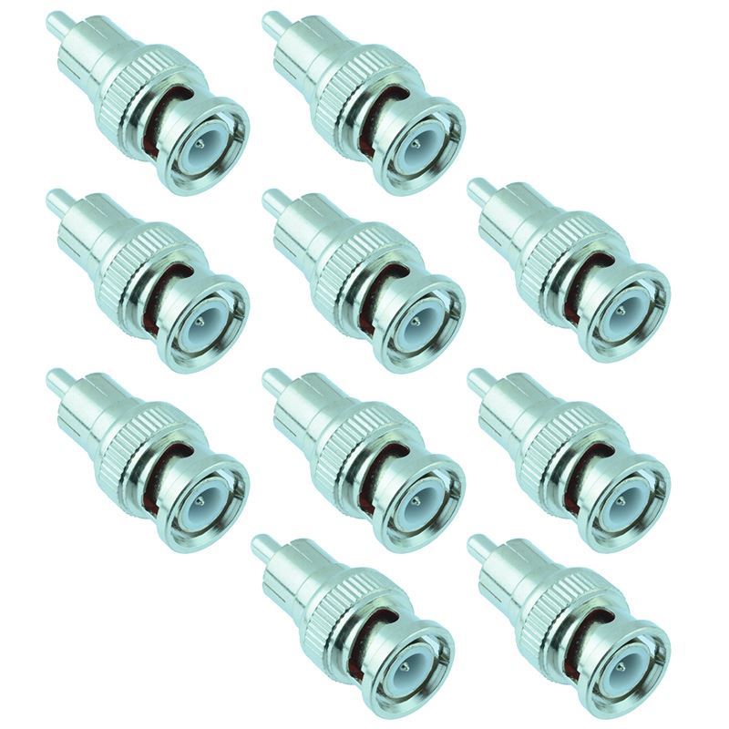 10 X BNC Maschio A Rca Maschile Phono Adattatore Spina Connettore Tvcc