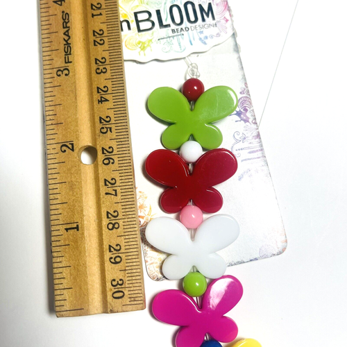 Bead Lot Flower Butterfly Summer Floral 3 Strands in Bloom Big Bright Colorful - Picture 6 of 21