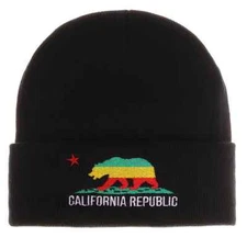 8.5" Cali California Republic Bear Winter Beanie Skully RASTA JAMAICAN SKI CAP