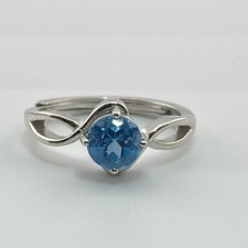 Amazing Bypass Style Solitaire Round Blue Topaz Gemstone Sterling Silver925 Ring