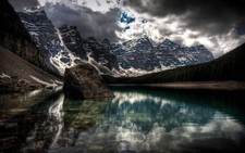 Landscape nature lake mountains forest moraine canada Custom Gaming Mat Desk
