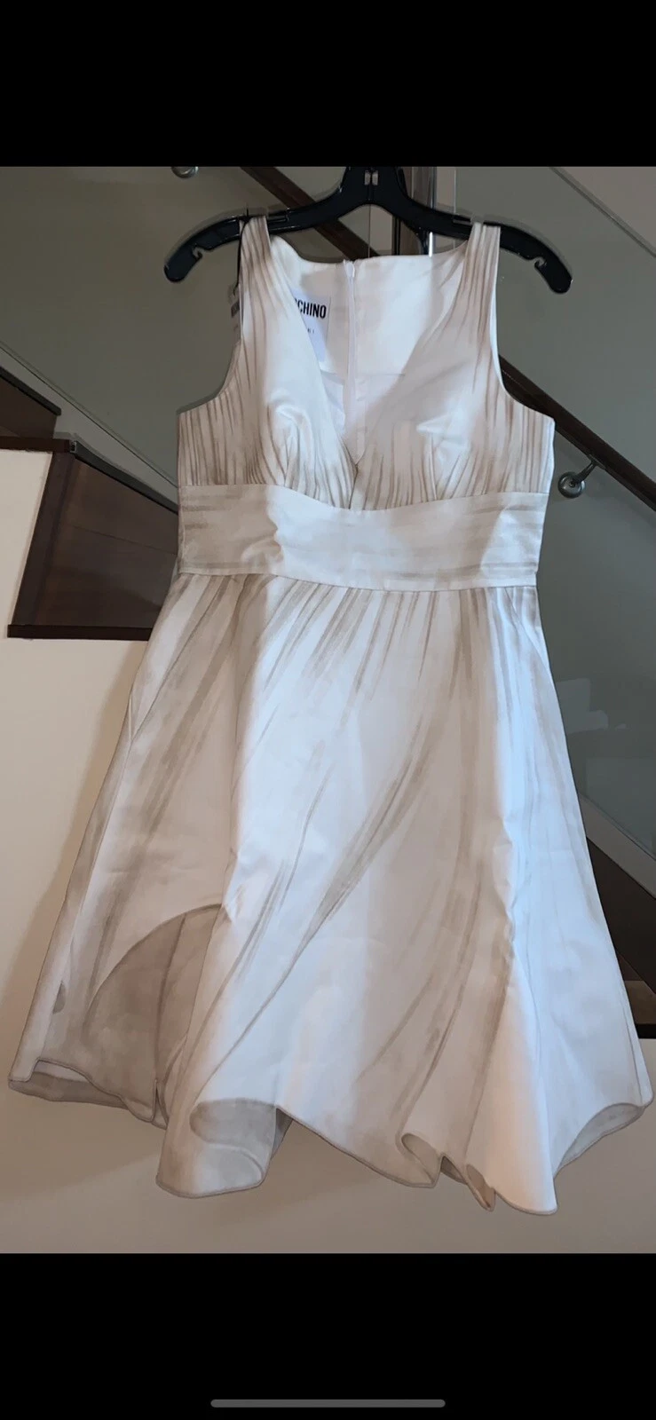 MOSCHINO COUTURE PASSERELLA BAMBOLA DI CARTA BABYDOLL VESTITO beige bianco 08756 taglia 10US 44IT
