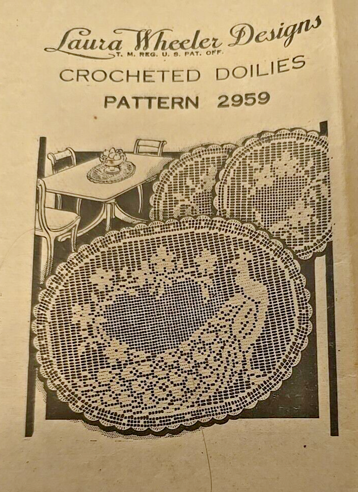 yukollectionドイリー 2959 Vintage X DOILY Pattern to Crochet (Reproduction) | eBay