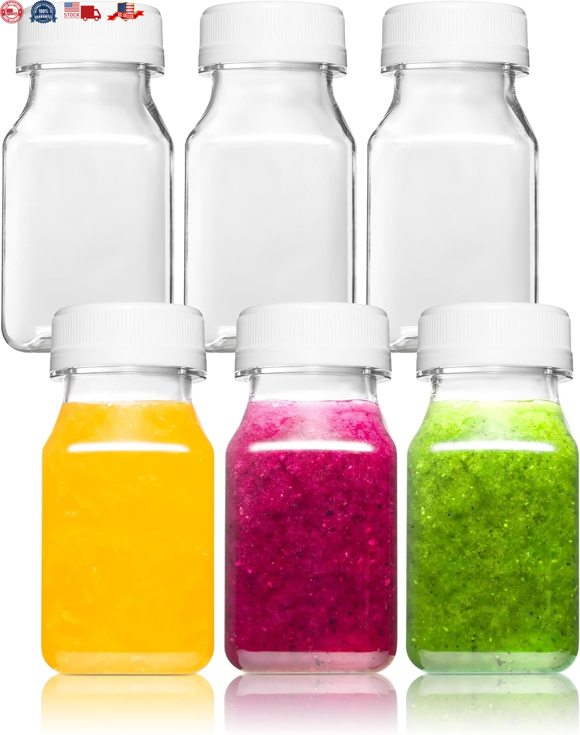 6Pcs 4Oz Small Plastic Bottles for Liquids - Ginger Shot Bottles with Lids, Well