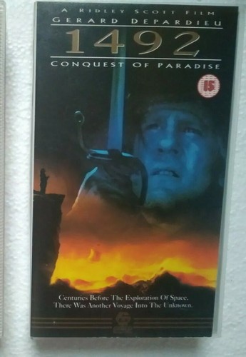 1492: Conquest VHS video Ridley Scott film, Vangelis soundtrack, Gerard Depardiu - Picture 2 of 4