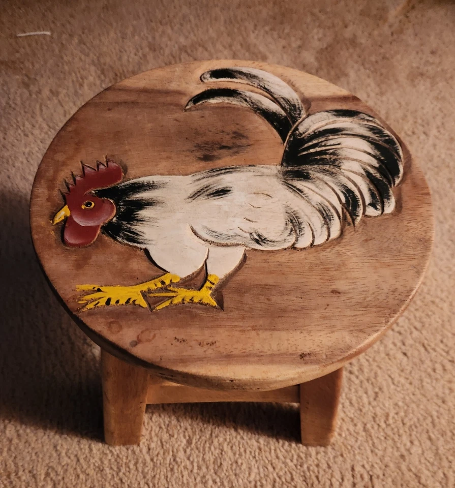 Vintage Handmade Rooster Stool Farmhouse Country Shabby Chic - Image 3 of 4