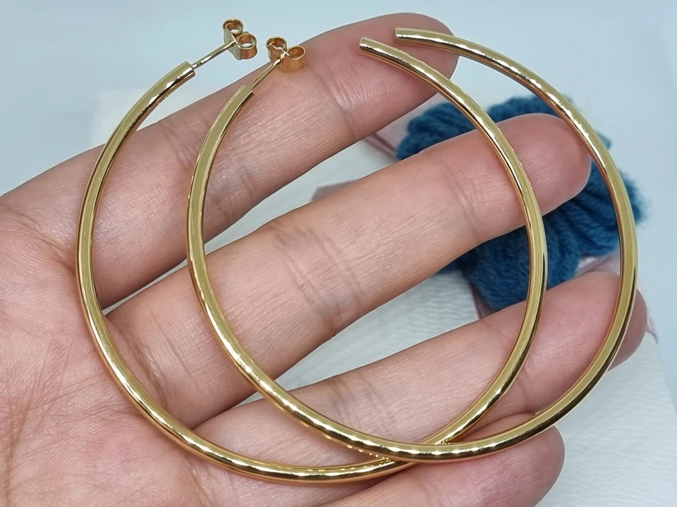 NEW Genuine Pandora 14k Gold Plated Open 65 mm Hoops BOXED 💕 ALE MET - Image 2 of 4