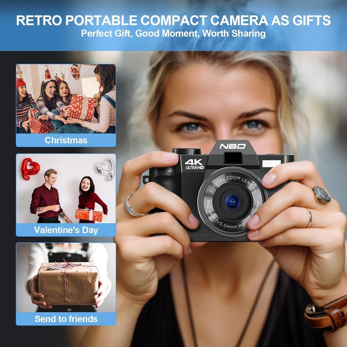 Digitale Camera, 60FPS 56 MP 4K-videocamera met 270 ° Rotatie 3 Inch
