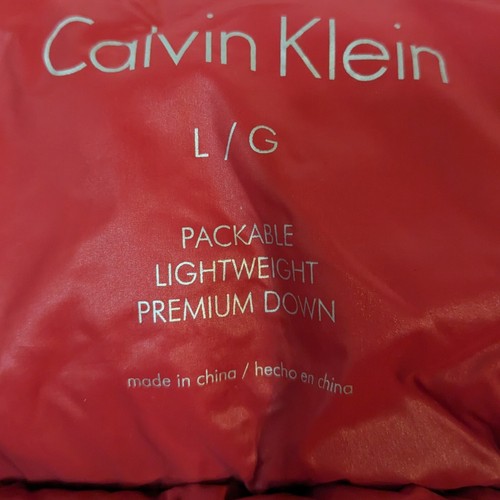 Calvin Klein Puffer Jacket Women's L Red Packable Lightweight Premium Duck Down - Picture 9 of 22