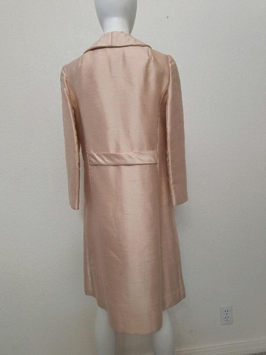 Vtg 60s Saks Fifth Avenue Blush Pink Silk Sateen Sheath & Coat Set, Sz 6-8 - Picture 8 of 13