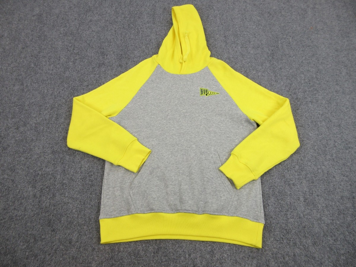 Hurley Sweater Mens Adult Medium Yellow Gray Logo Outdoors Hoodie Sweatshirt  | eBay