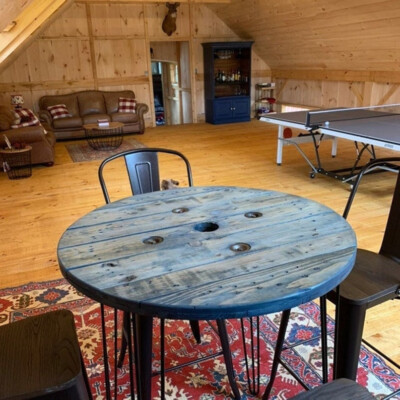 Antique Looking Useable Round Coffee Outdoor Solid Wooden Table Hand Craft Gift
