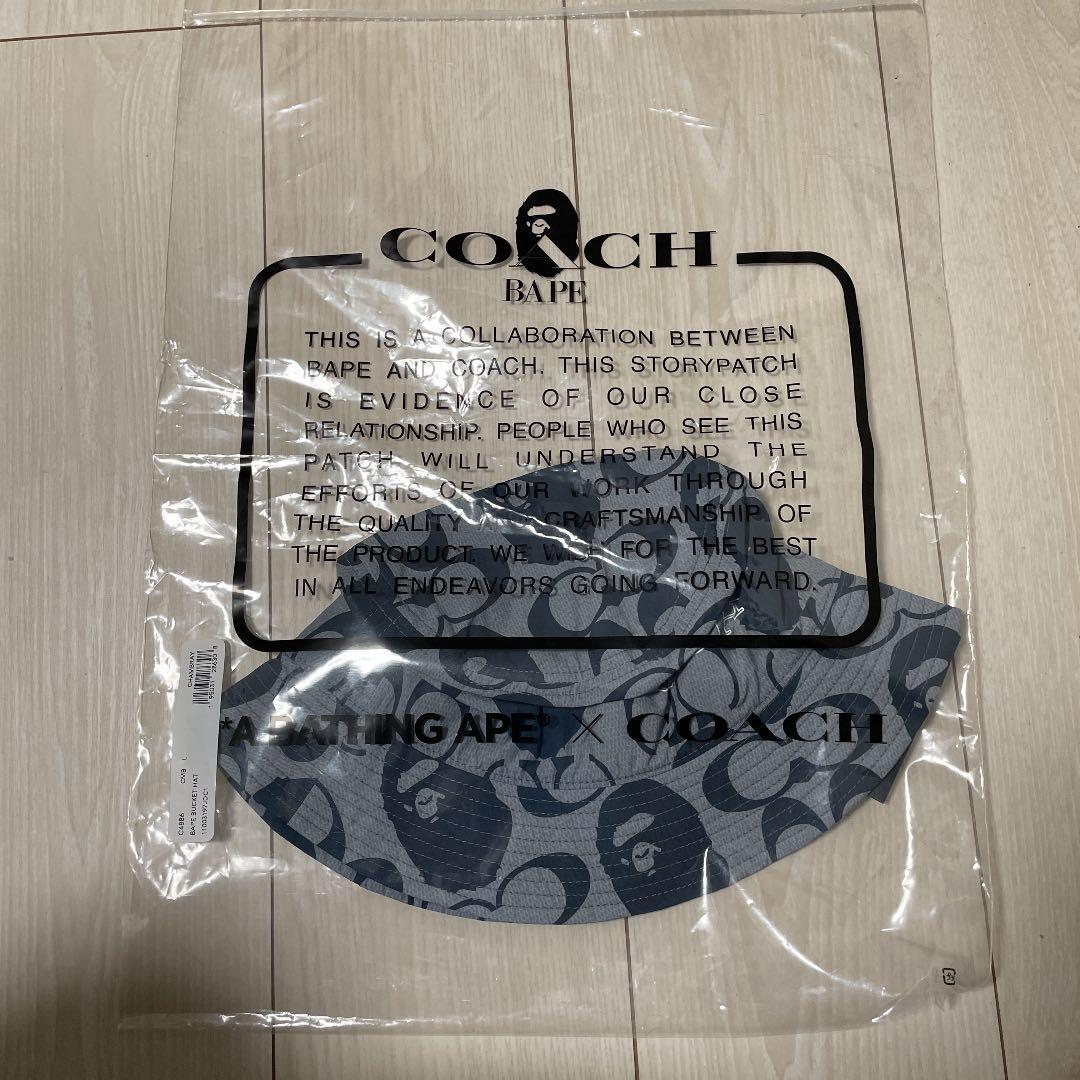 coach*エイプ　バケハ　L A Bathing Ape x COACH Bucket Hat Cap BAPE Collaboration Blue