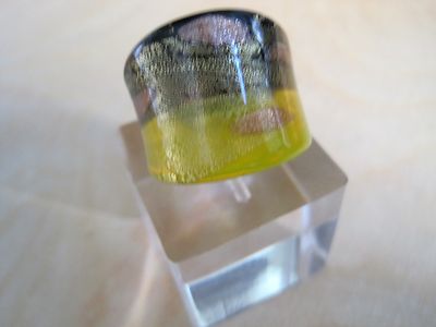 Bague Style Murano En Verre Coloré - Neuve Sans Boîte, Pièce Unique Artisanale