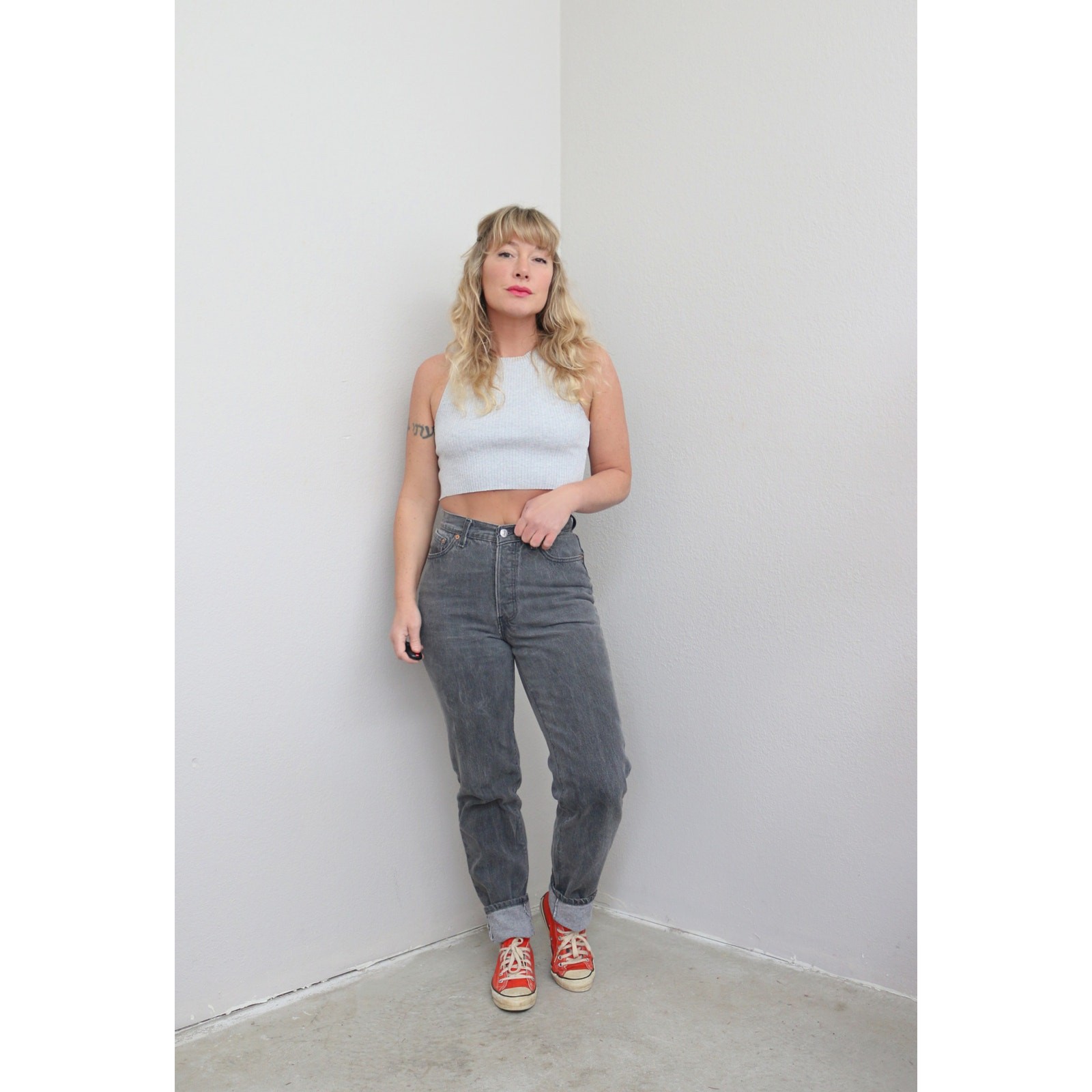 1990's Vintage Levi's 17501 USA Made Gray Mom Jeans Women's XXS XS 25" 26" Waist image 3