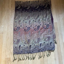 Pashmina Scarf Wrap Shawl Fringe Edges Rectangular 26x70” Paisley Multi-color