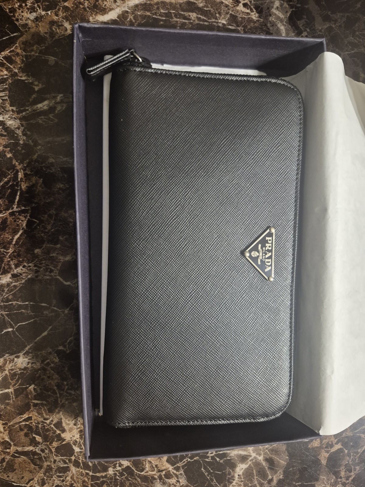 PRADA Black Zip-Around Women's Wallet Logo Zipper Accents with Cards & Box thumbnail 2