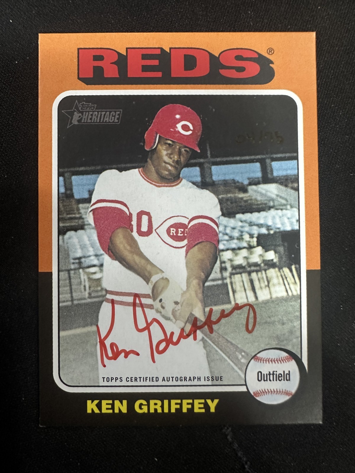 2024 Topps Heritage Ken Griffey Red Ink Real One Auto # 04/75