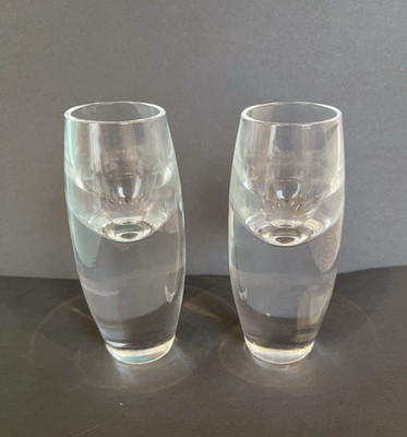 Kronos Clear Drinking Shoot Glasses Set of 2 Clear Glass Crystal Made In Poland