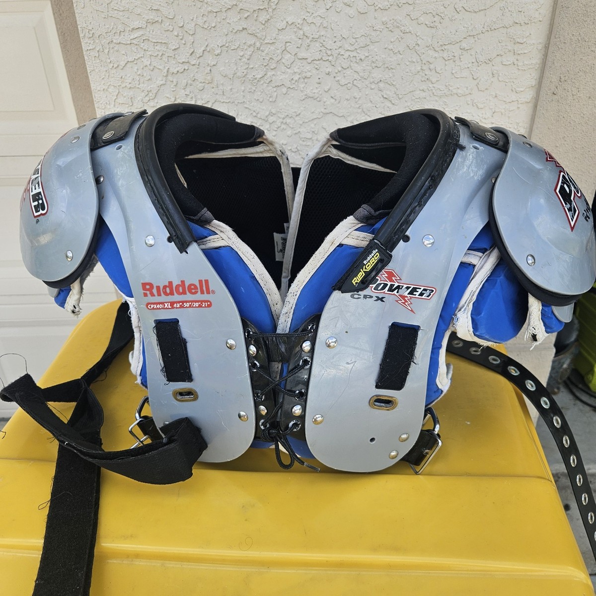 Power Sports ショルダーパッド シルバー/ブルー Riddell CPX40 XL Power Football Shoulder Pads 43-50 