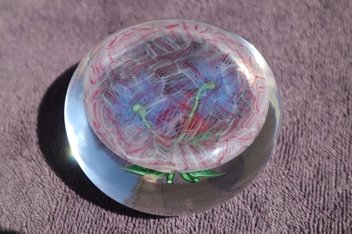 RARE Vintage Baccarat 1970 Butterfly & Dahlia Art Glass Paperweight S/N 79 - Picture 2 of 4