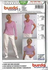 Burda 3197- Women's Top, Shirt, Crop Top-Short or long sleeve-Sizes 6-18