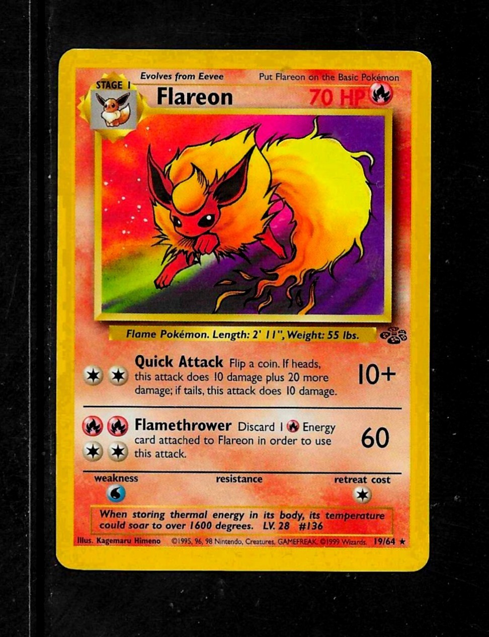 Flareon - # 19/64 - 70HP- Stage 1 - 1999 - NM