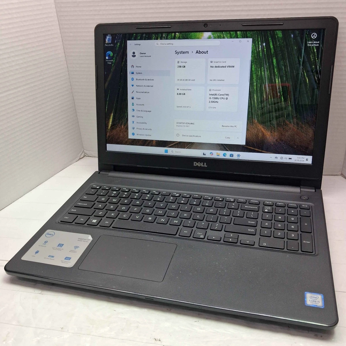 Dell Intel Core I5-7200U Processor 8 GB RAM PC Laptops & Netbooks
