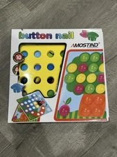 AMOSTING color matching BUTTON NAIL mosaic EARLY LEARNING pegboard TOY ages 2+