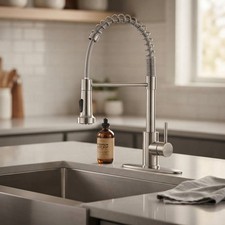 Elegant 360-Degree Swivel Brushed Nickel Kitchen Faucet - Easy DIY Installation