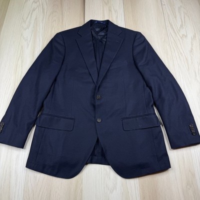Proper Cloth Mens Navy Merino Wool Single Breasted Notch Lapel Collar Blazer 38