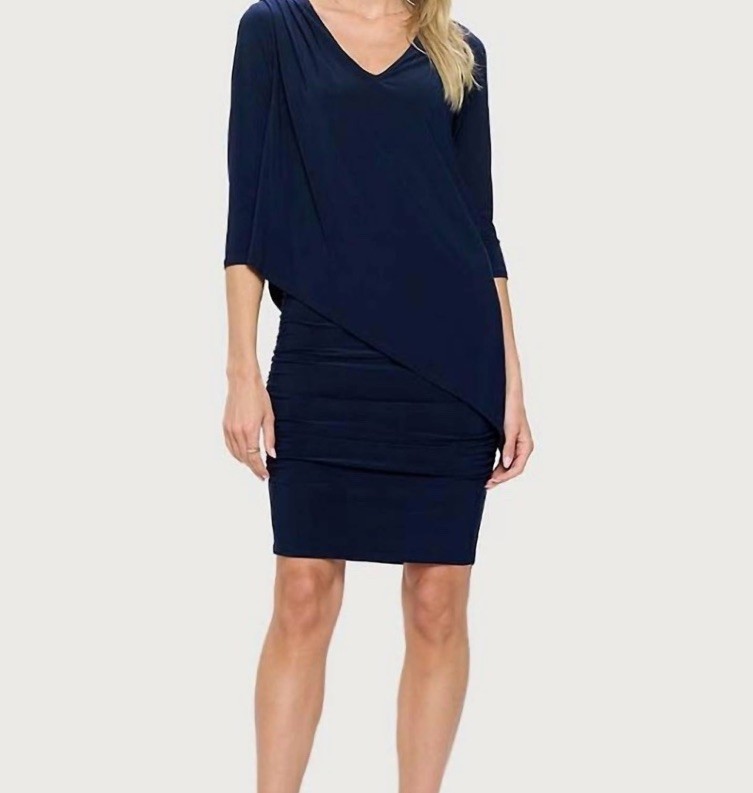 Last Tango 3/4 Sleeve Versatile Tunic Dress Sz L Navy Blue Stretch Party  Formal | eBay