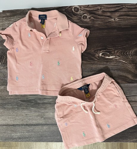 Polo by Ralph Lauren Pink Cropped Polo matching Set: Shirt & Skirt 4T Multicolor