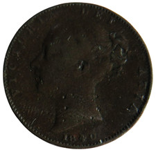 1840 Queen Victoria Young Head Farthing Coin - Great Britain
