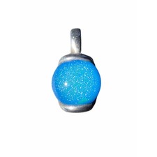 Sterling silver Blue Druzy Glass Pendant Necklace