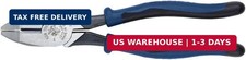 Klein Tools J213-9NE Side Cutter Linemans Pliers, Made in USA, High Leverage, 9-
