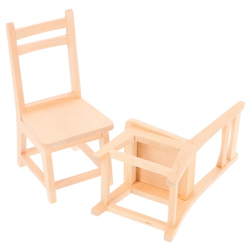 Mini sedia in legno set 2 pezzi per casa delle bambole fai da te accessori pittura - Foto 8 di 12