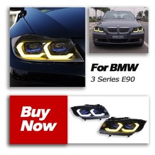 Led Headlights For 2005-2012 Bmw 3-series E90 Black Front Head Lamps Assembly