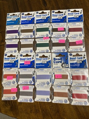 MIXED LOT (20) NYLON POWER SILKY THREAD 0.6mm STRING PEARLS & BEADS GRIFFIN SZ 4