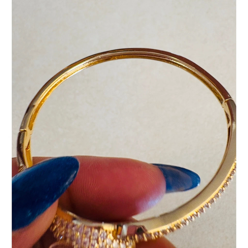 БРАСЛЕТ: Тигровая Голова Медное Основание с Сверкающими Зелеными и Прозрачными Циркониями, Новый в упаковке - Изображение 4 из 4