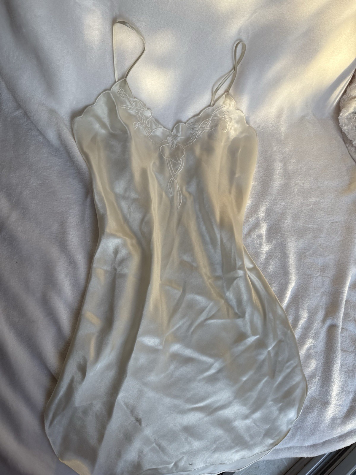 Satin Nightgown By Fantasies Morgan Taylor, Slits On The Sides