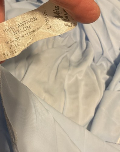 Miss Elaine Vintage Blue Maxi Nylon Nightgown Sz L/XL Long Sleeves Lace Trim - Picture 4 of 5