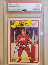 Bob Probert Auto Rookie Topps 1988-89 #181 PSA/DNA CERT NM 7  AUTO 9