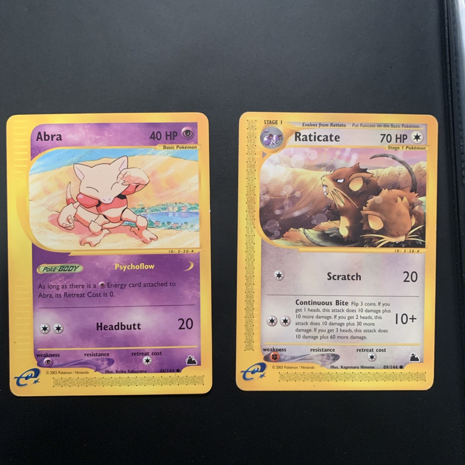 Pokemon Card - Abra And Raticate Skyridge 46/144 89/144 Non Holo