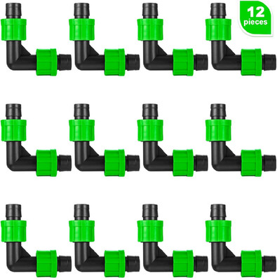 Hotop 12 Pieces Drip Irrigation Elbow 1/2 Inch Universal Elbow Fitting Hose Elbo