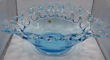 Vintage Westmoreland Open Lace Large Oval Banana Bowl Blue Great Condition
