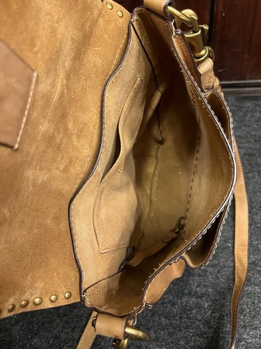 FRYE ilana Taupe Brown Tan Braided Leather Saddle Crossbody Bag Fringed Tassels - Picture 17 of 22