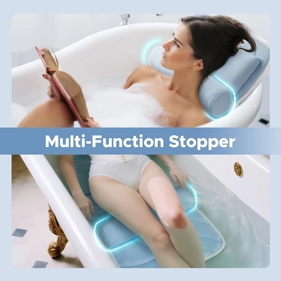 Almohada de baño de cuerpo completo para bañera, almohada de bañera gruesa de lujo para cabeza cuello espalda S Foto 3 de 4